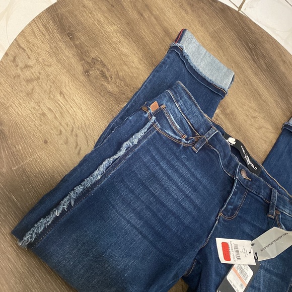 Karl Lagerfeld Paris Fringe Cropped Jeans Denim Womens Size 2 NWT - Picture 4 of 13